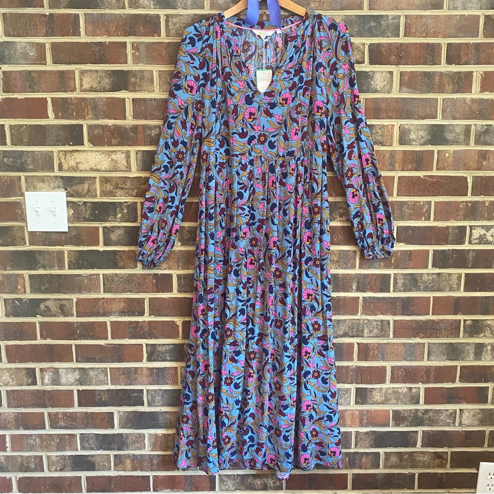 NWT Boden Printed Notch Neck Maxi Dress - Enchanting Vine